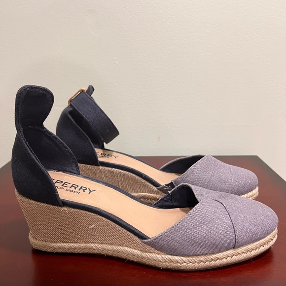Sperry Women's Valencia Platform Navy Blue Espadrille Wedge Sandals, FLAW, 9.5 - Picture 4 of 7